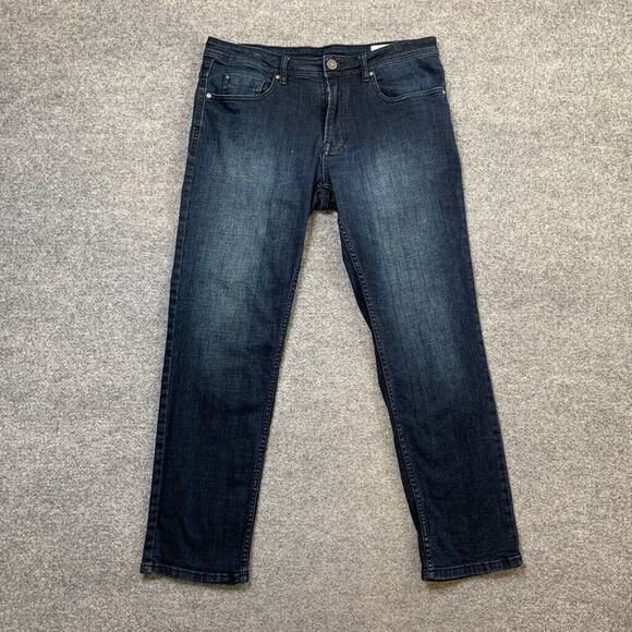 Buffalo David Bitton Jeans Mens 34 Blue Dark Wash Jackson Straight Stretch Denim - Picture 2 of 15